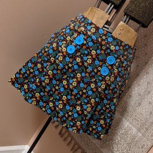 beau bois Pleated Floral Corduroy Mini Skirt